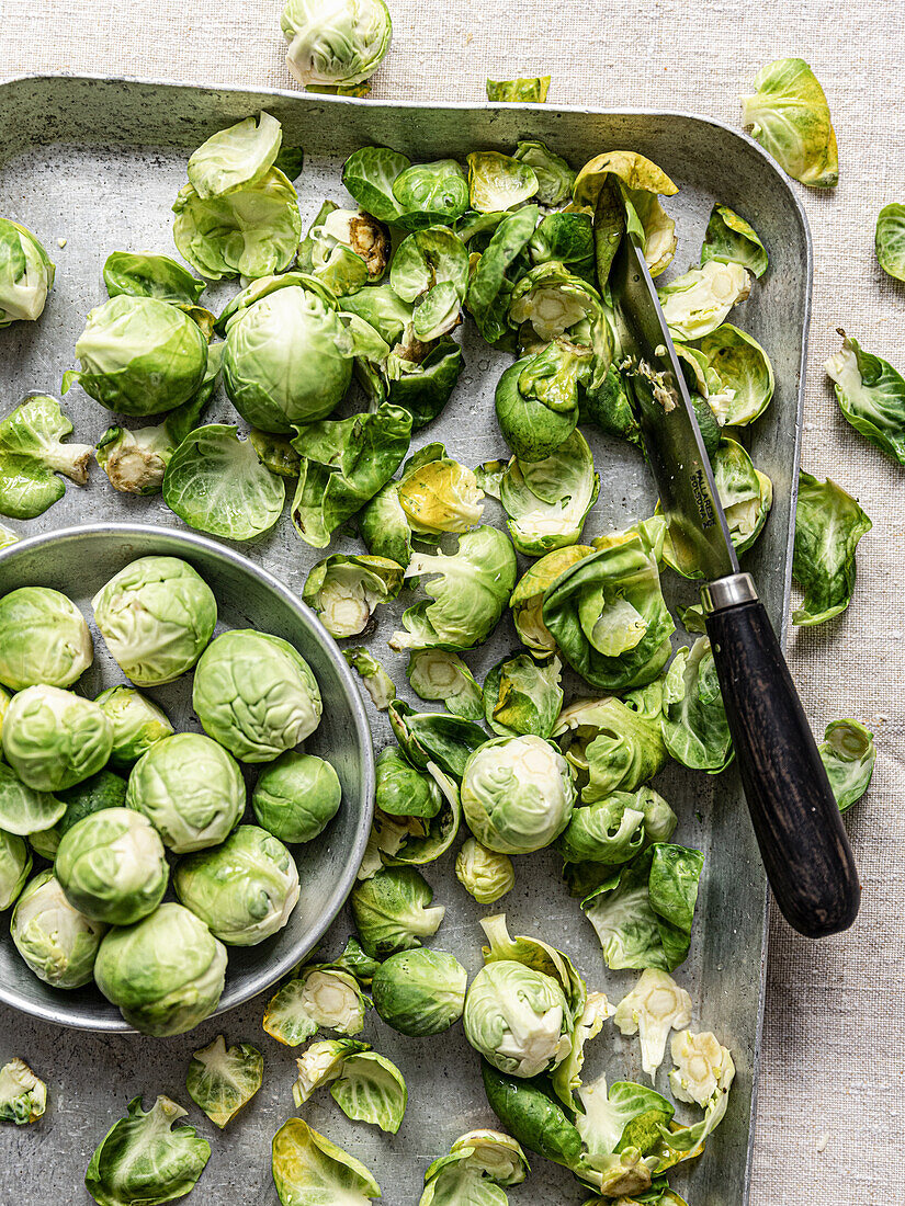 Preparing Brussels sprouts