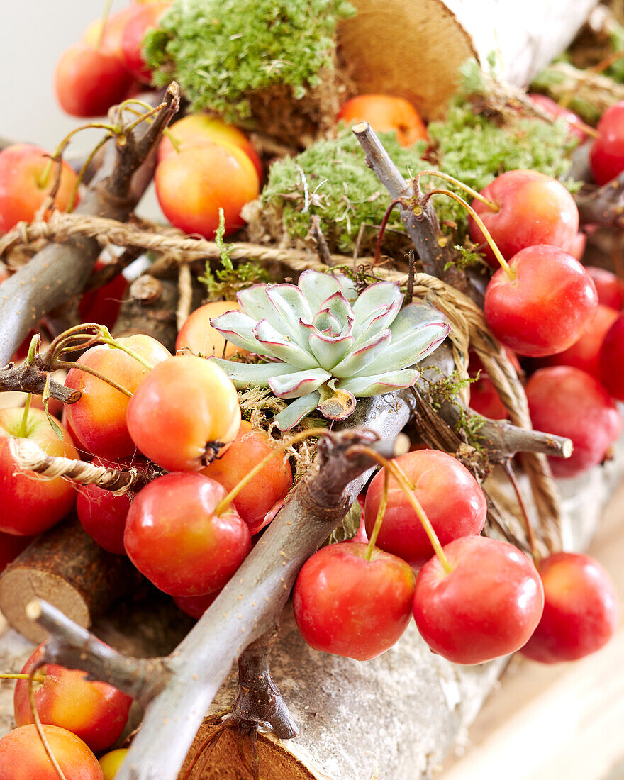 Arrangement with crab apples