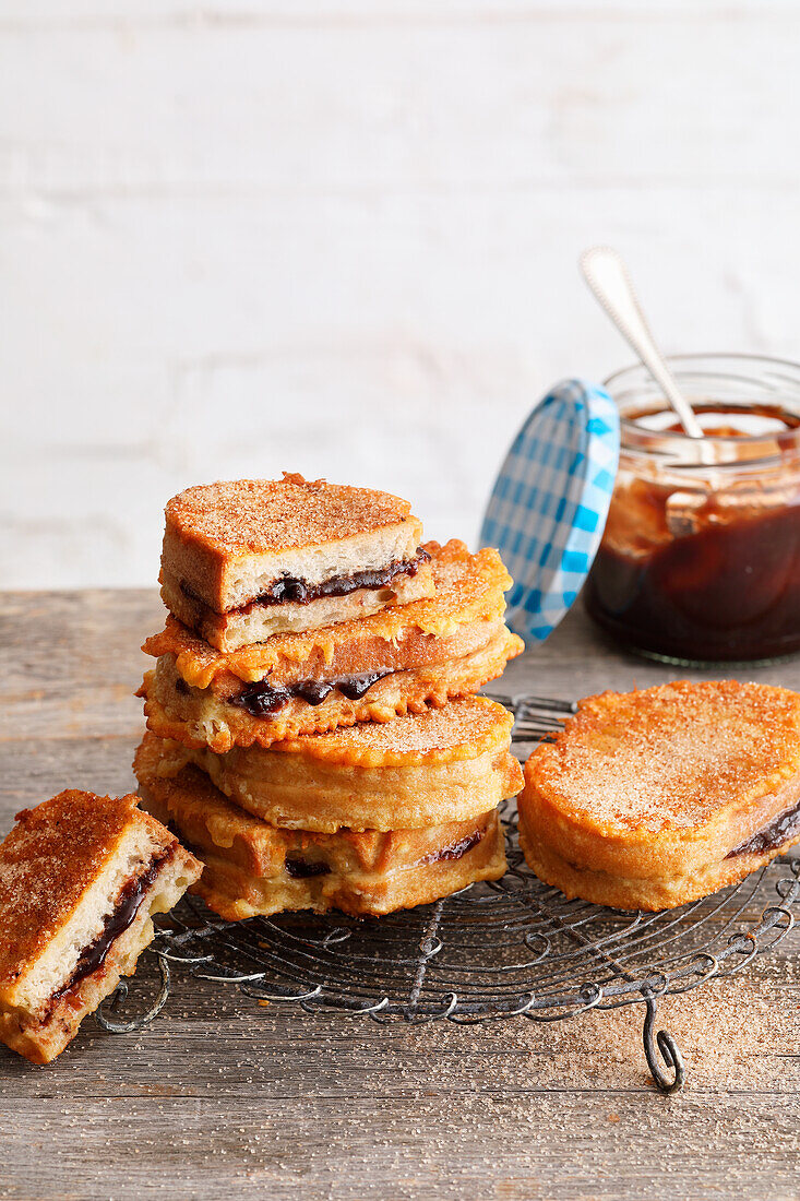 Bavarian Zwetschgenbavesen (French toast filled with damson compote)