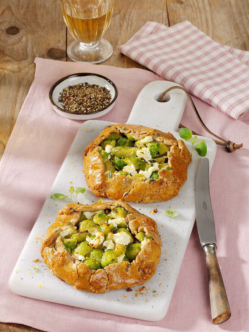 Mini-Galettes with Brussels Sprouts and Ricotta
