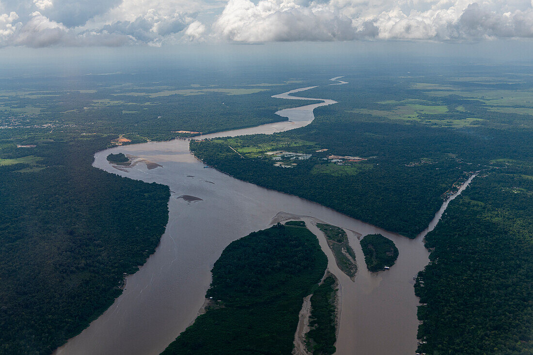 Aerial of the Amazon River, Macapa, Brazil, South America