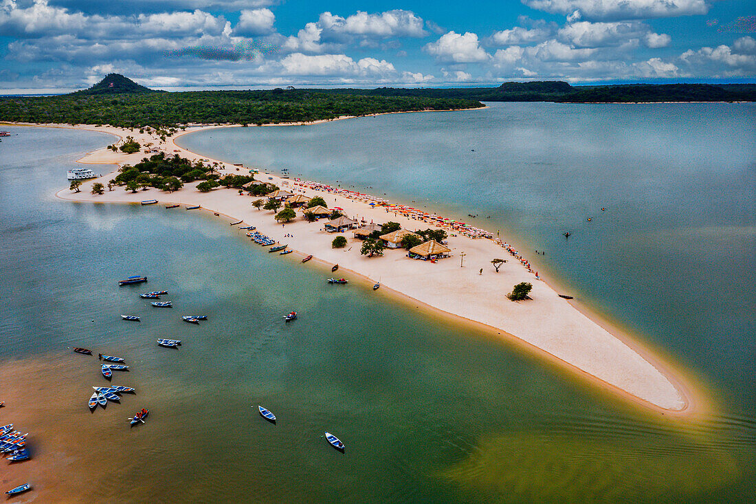 Long sandy beach in Alter do Chao along the Amazon River, Para, Brazil, South America