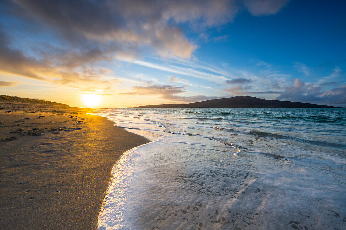 Sunset at Luskentyre Beach, Isle of Harris, Outer Hebrides, Scotland, United Kingdom, Europe