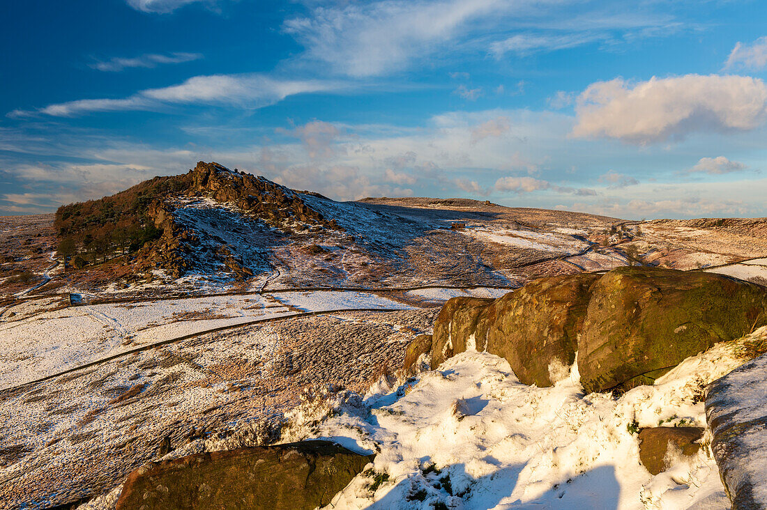 Winter in The Roaches, Peak District, Staffordshire, England, Vereinigtes Königreich, Europa