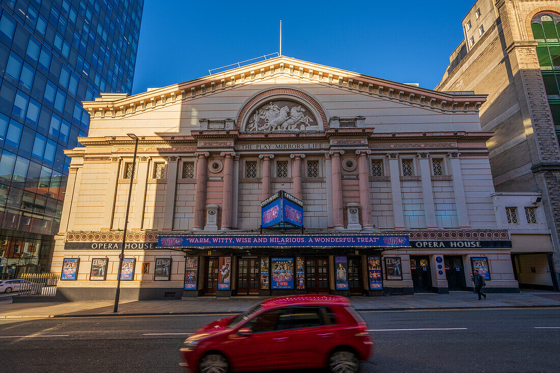 The facade of the Opera House in Manchester, England, United Kingdom, Europe