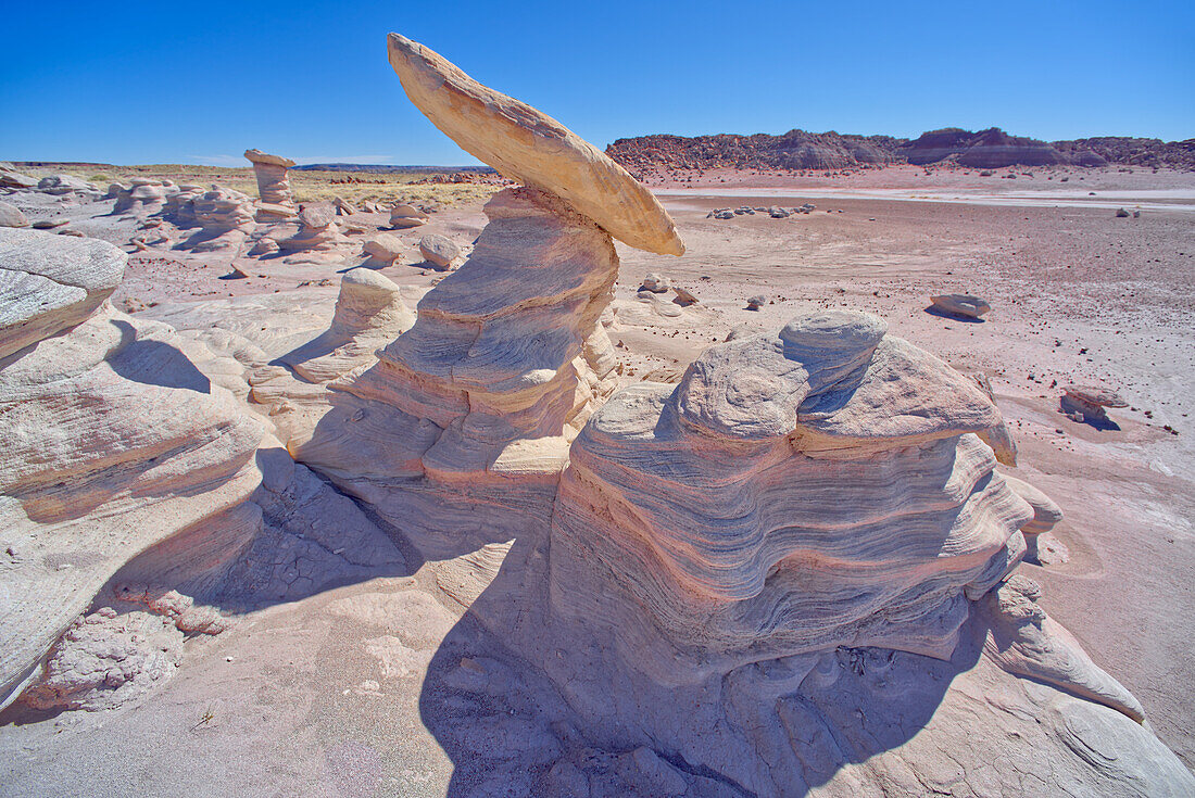 Hoodoo-Formationen auf dem Devil's Playground im Petrified Forest National Park, Arizona, Vereinigte Staaten von Amerika, Nordamerika
