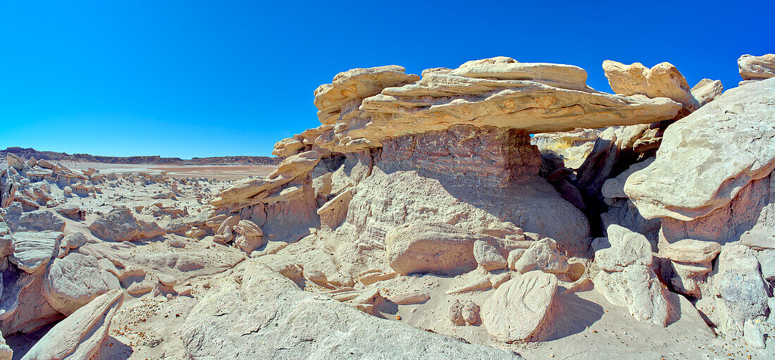 A rock bridge in Devil's Playground where Trolls could hide, Petrified Forest National Park, Arizona, United States of America, North America