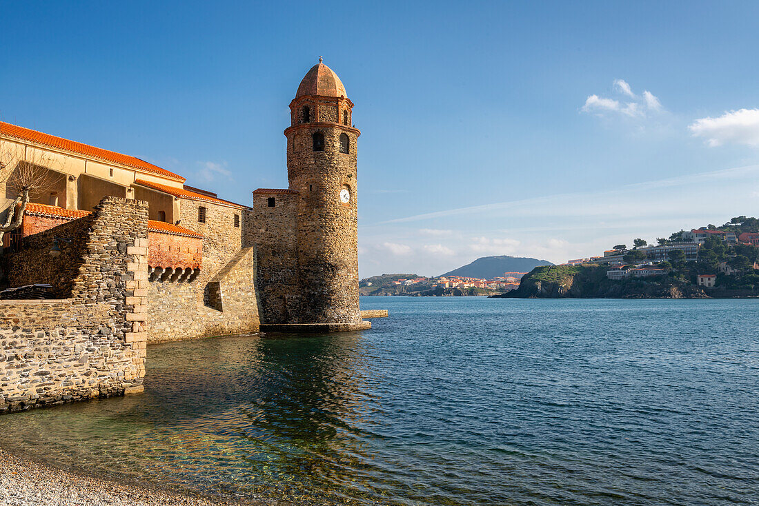 Church of Our Lady of the Angels near the water, Collioure, Pyrenees Orientales, France, Europe