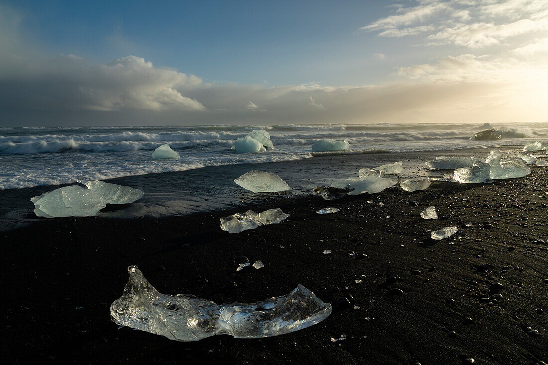 Eisblöcke, Diamantstrand, Jokulsarlon, Island, Polarregionen