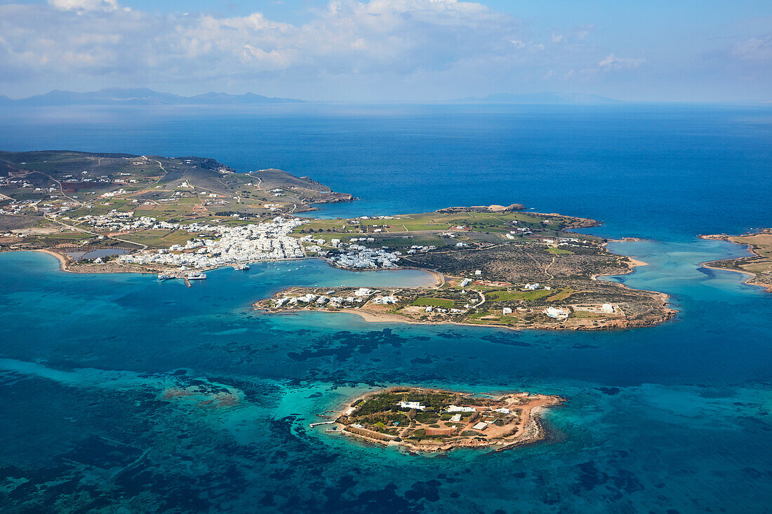 Aerial of Antiparos, Cyclades, Greek Islands, Greece, Europe