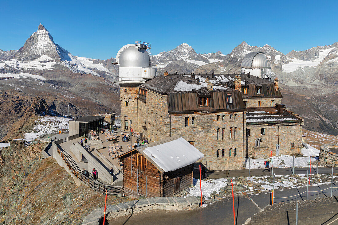 Gornergrat Observatorium, 3100m, Blick auf das Matterhorn, 4478m, Zermatt, Wallis, Schweizer Alpen, Schweiz, Europa