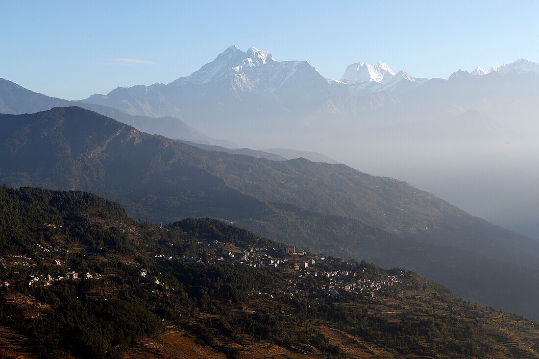 Der Berg Gaurishankhar von Charikot aus gesehen, Nepal, Himalaya, Asien