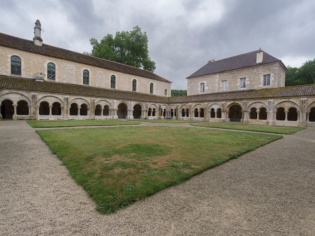Cloister of the Abbey of Fontenay, UNESCO World Heritage Site, Marmagne, Cote-d'Or, France, Europe