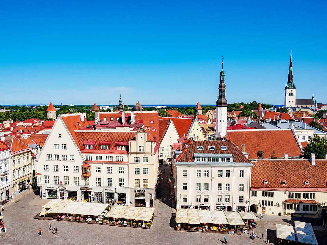 Raekoja plats, Altstädter Marktplatz, Blick von oben, UNESCO-Weltkulturerbe, Tallinn, Estland, Europa