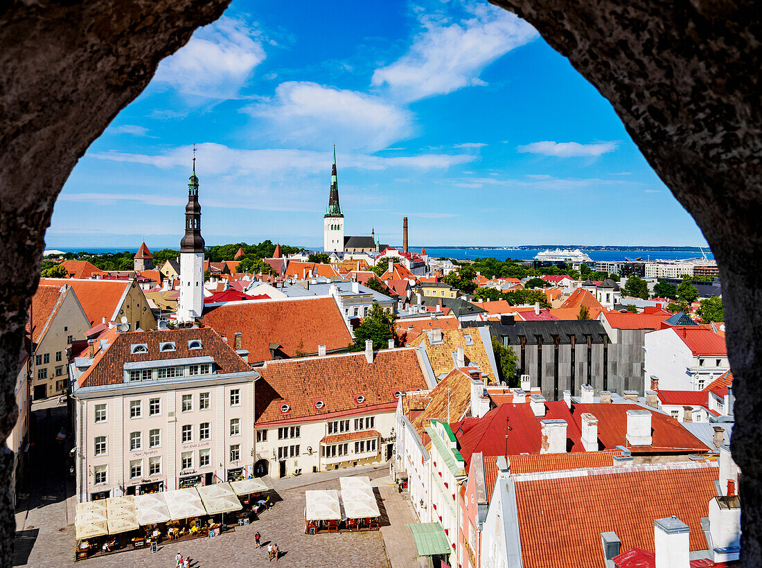 Raekoja plats, Altstädter Marktplatz, Blick von oben, UNESCO-Weltkulturerbe, Tallinn, Estland, Europa