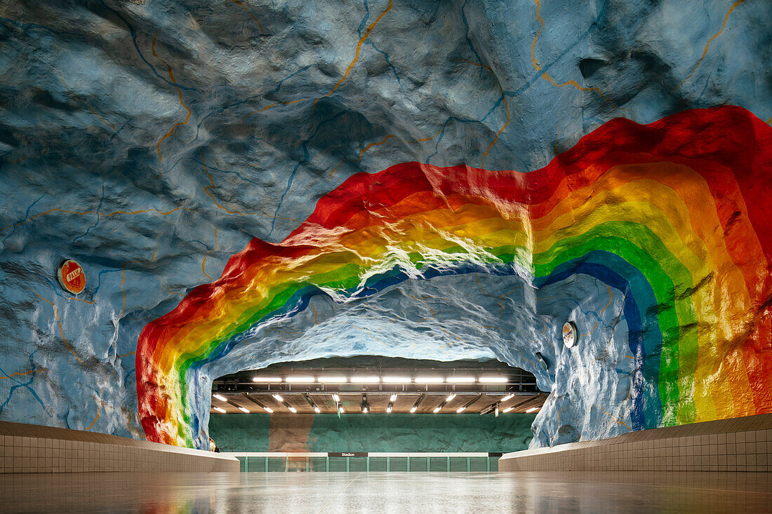 Interior of T-Centralen Metro Station, Stockholm, Sodermanland and Uppland, Sweden, Scandinavia, Europe