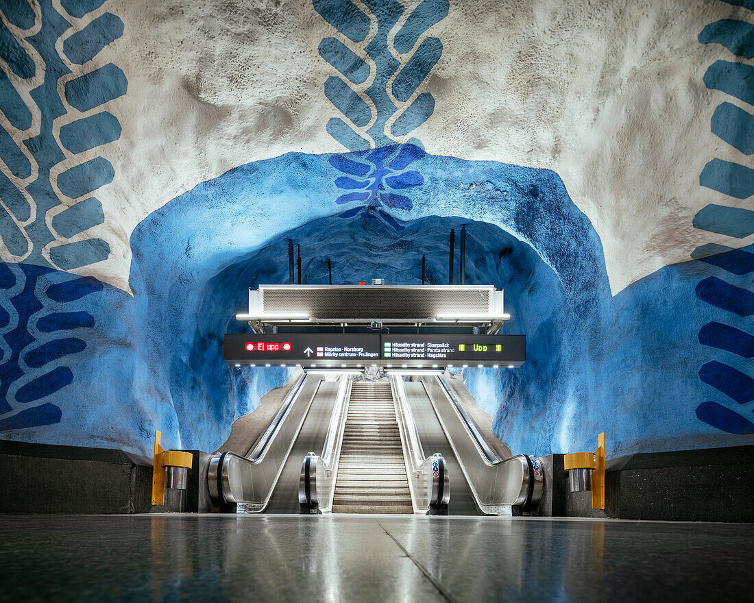 Interior of T-Centralen Metro Station, Stockholm, Sodermanland and Uppland, Sweden, Scandinavia, Europe