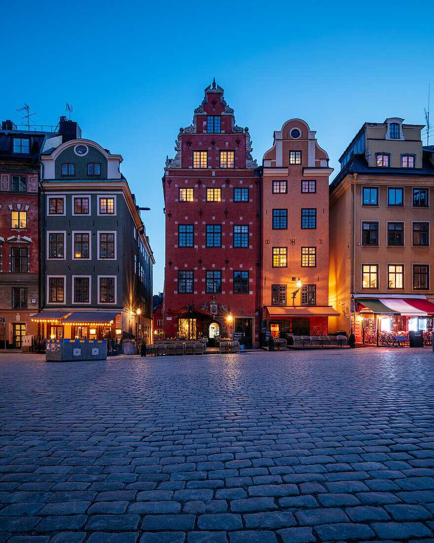 Gamla Stan in der Abenddämmerung, Stockholm, Sodermanland und Uppland, Schweden, Skandinavien, Europa