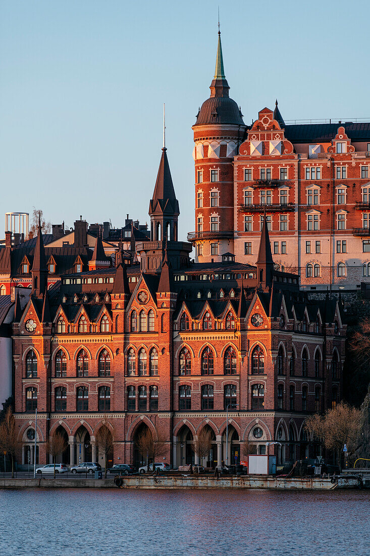 View towards Sodermalm at dawn, Stockholm, Sodermanland and Uppland, Sweden, Scandinavia, Europe