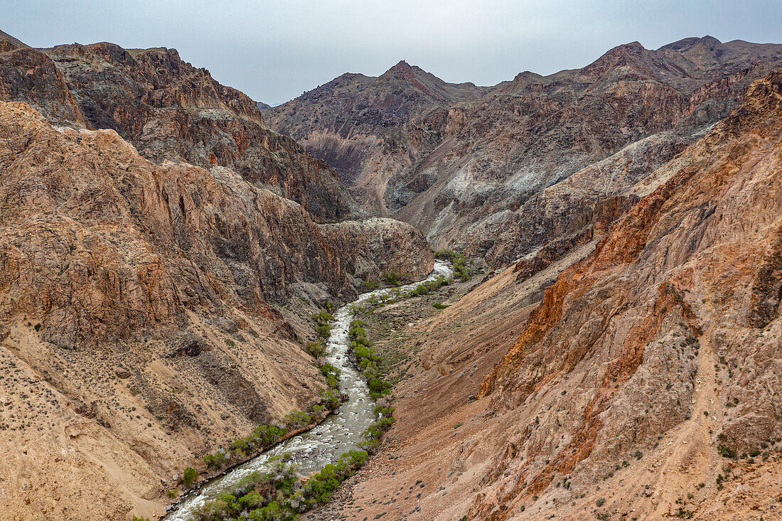 Aerial of the Charyn Canyon, Tian Shan mountains, Kazakhstan, Central Asia, Asia