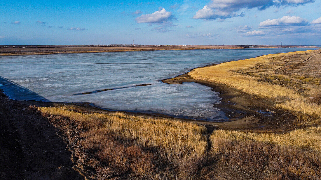 Luftaufnahme des Imantau-Sees, Imantau, Kokshetau-Nationalpark, Nordkasachstan, Zentralasien, Asien