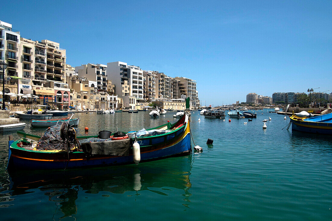 St. Giulian (St. Julian) Bucht, Malta, Mittelmeer, Europa