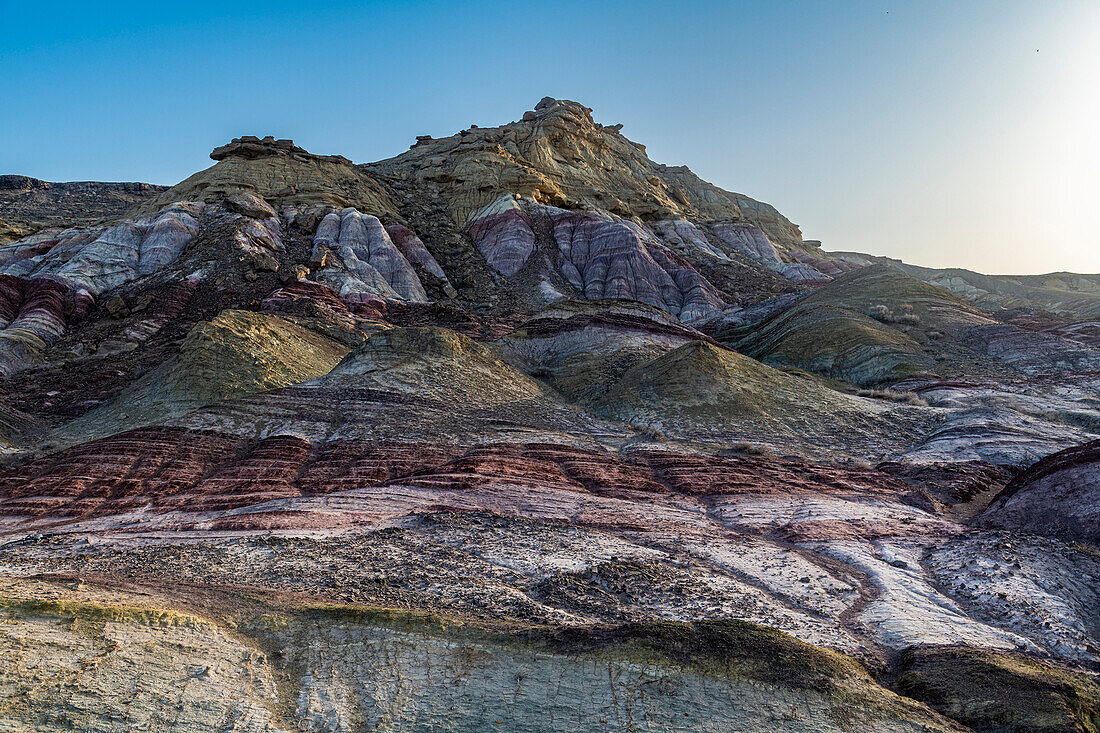 Multiple coloured landscape, Kyzylkup, Mangystau, Kazakhstan, Central Asia, Asia