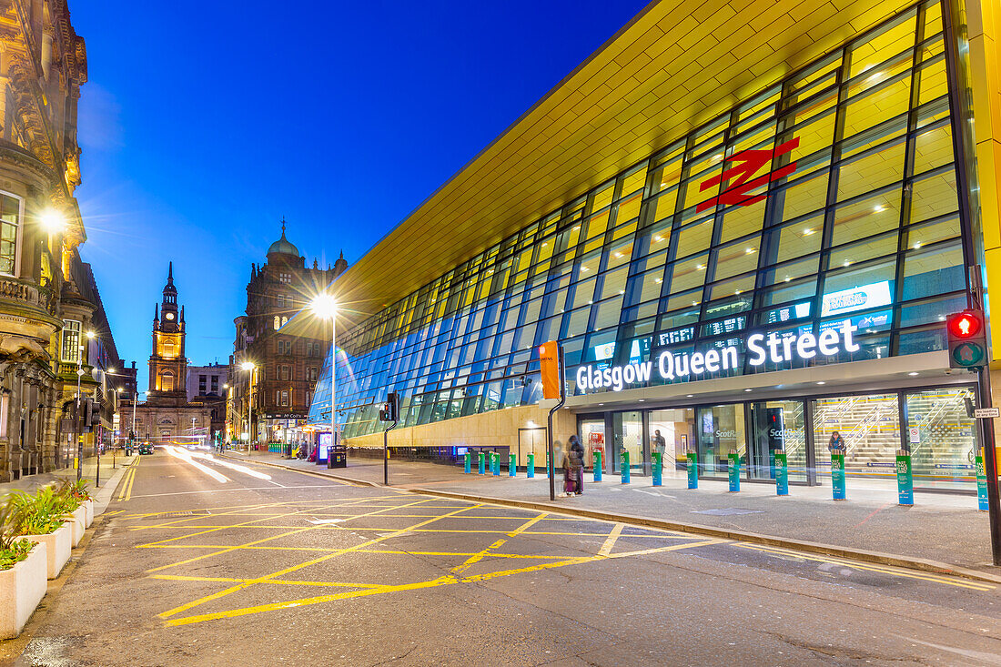 Bahnhof Queen Street, Glasgow, Schottland, Vereinigtes Königreich, Europa