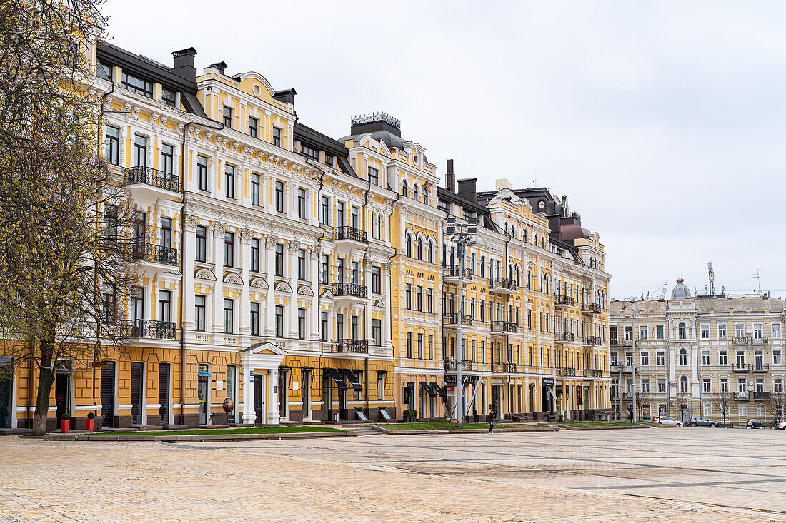 Buildings lining Sophia Square, Kyiv (Kiev), Ukraine, Europe