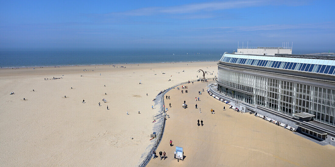 Promenade along the beach and the casino, Ostend, Belgium, Europe