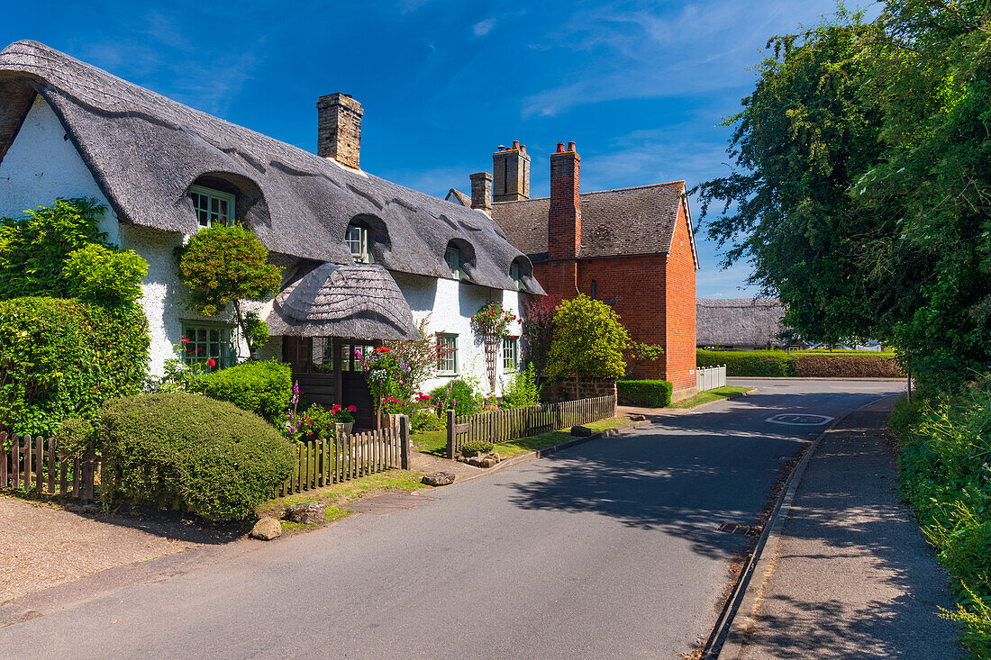 Traditionelles reetgedecktes Cottage, Bourn, Cambridgeshire, England, Vereinigtes Königreich, Europa