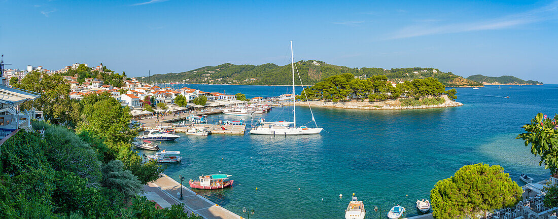 View of Old Port in Skiathos Town, Skiathos Island, Sporades Islands, Greek Islands, Greece, Europe