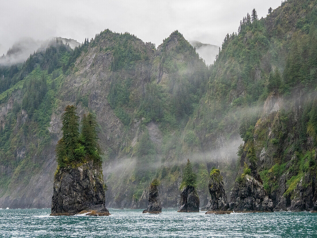 Ein Blick auf Spire Cove in Resurrection Bay im Kenai Fjords National Park, Alaska, Vereinigte Staaten von Amerika, Nordamerika