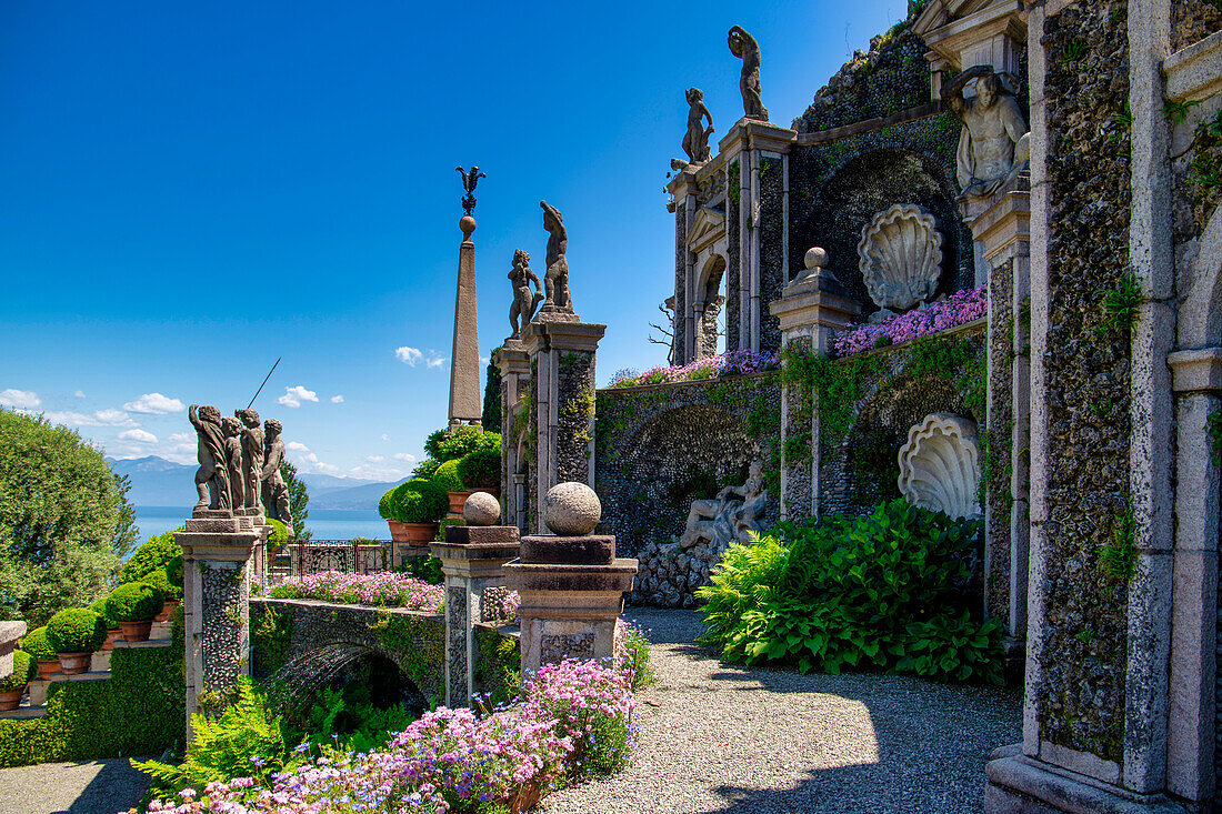 The gardens of Borromeo Palace, Isola Bella, Lake Maggiore, Verbania district, Piedmont, Italian Lakes, Italy, Europe