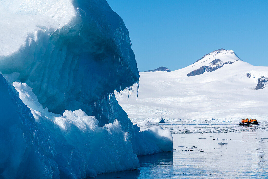 National Geographic Expeditions, Ponant guests exploring the bay of Larsen Inlet, Weddell Sea, Antarctica, Polar Regions