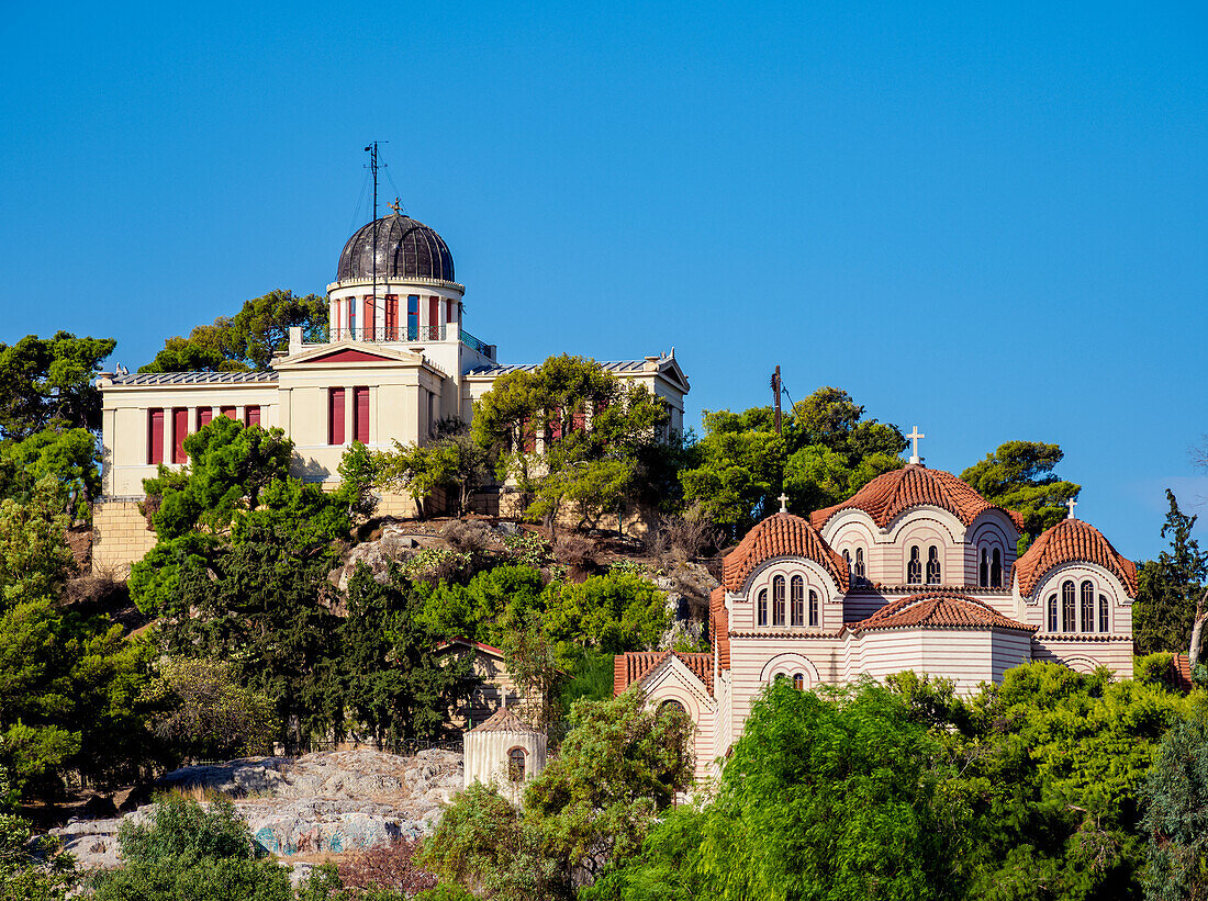 Heilige Kirche der Heiligen Marina und Nationale Sternwarte, Athen, Attika, Griechenland, Europa