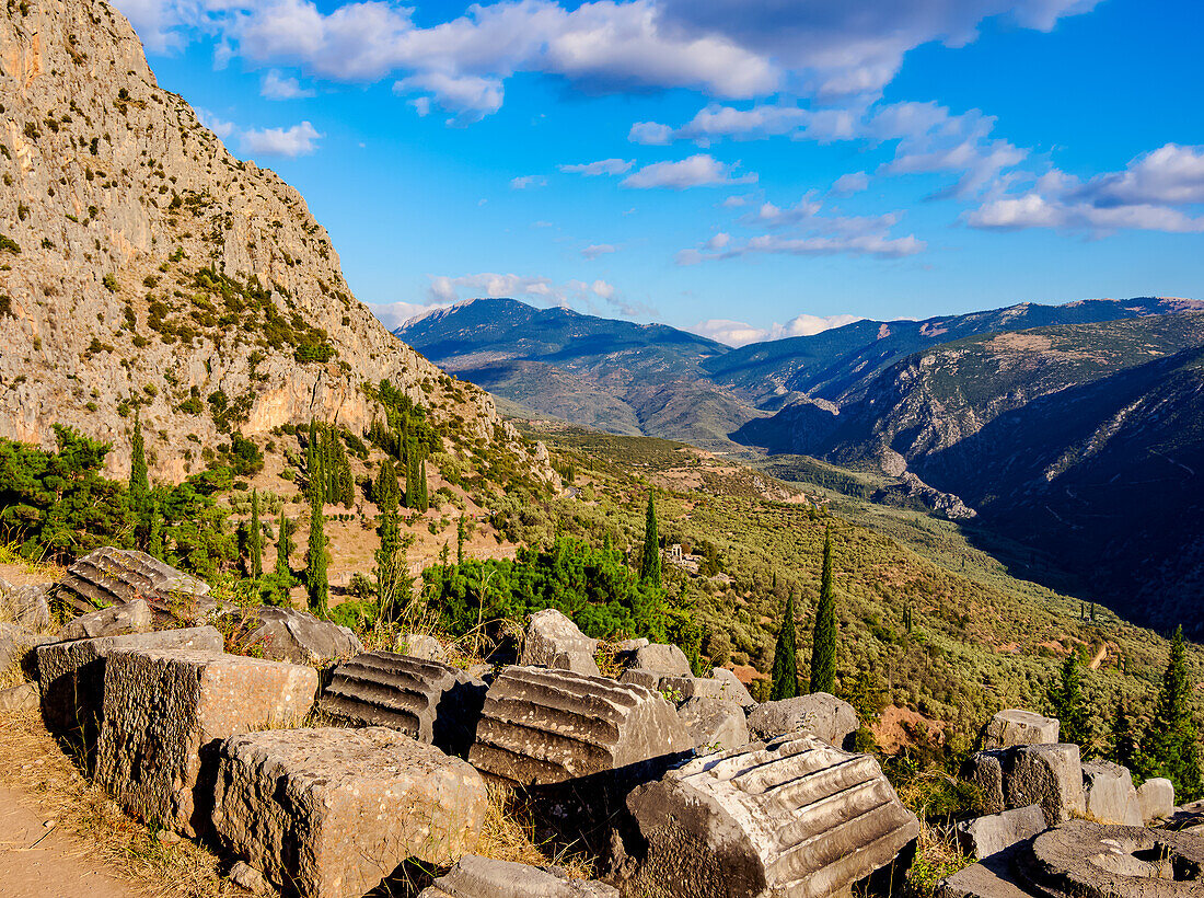 Delphi Archaeological Site, Pleistos River Valley, Delphi, UNESCO World Heritage Site, Phocis, Greece, Europe