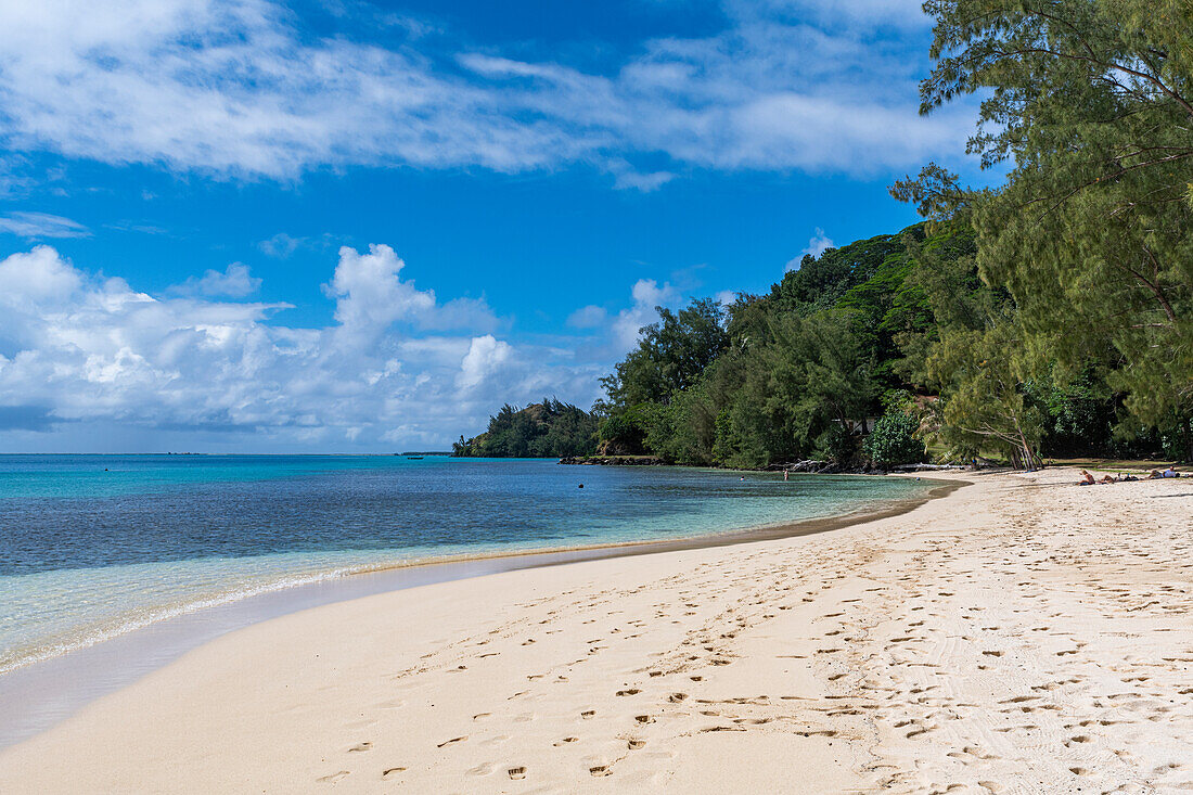 White sand beach, Aukena island, Gambier archipelago, French Polynesia, South Pacific, Pacific