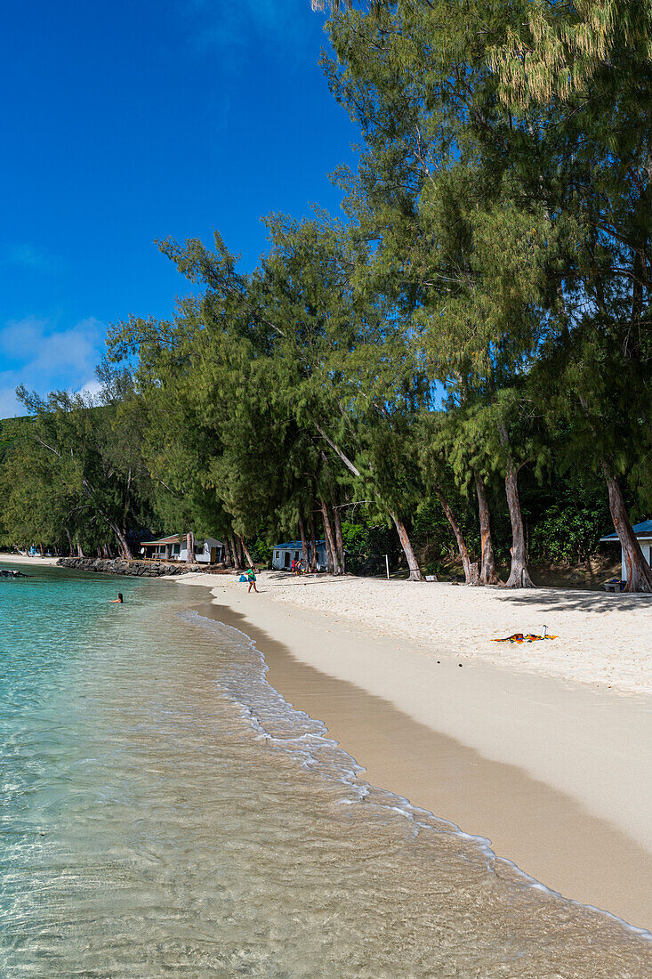 White sand beach, Aukena island, Gambier archipelago, French Polynesia, South Pacific, Pacific