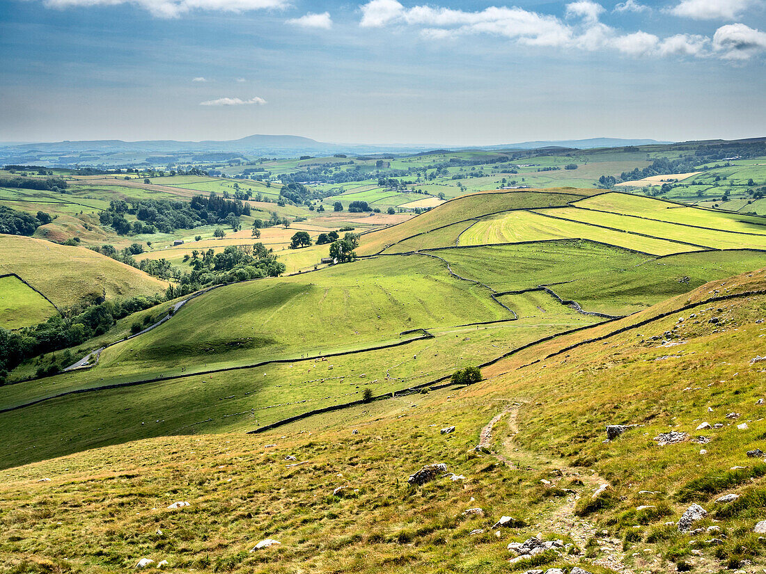 View over Malhamdale above Gordale Scar, North Yorkshire, England, United Kingdom, Europe