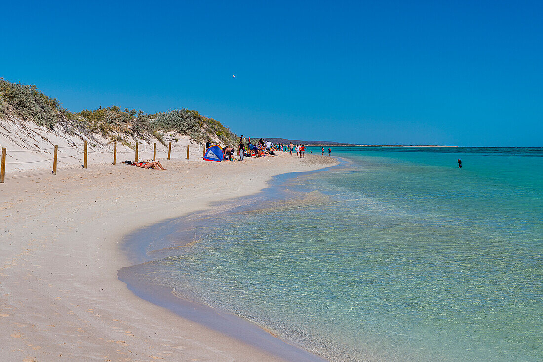 Weißer Sandstrand an der Turquoise Bay, Ningaloo Reef, UNESCO-Weltnaturerbe, Exmouth, Westaustralien, Australien, Pazifik