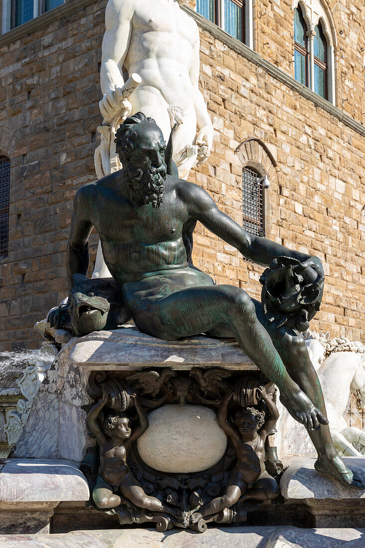 Neptunbrunnen auf der Piazza Signoria, Florenz, UNESCO-Weltkulturerbe, Toskana, Italien, Europa