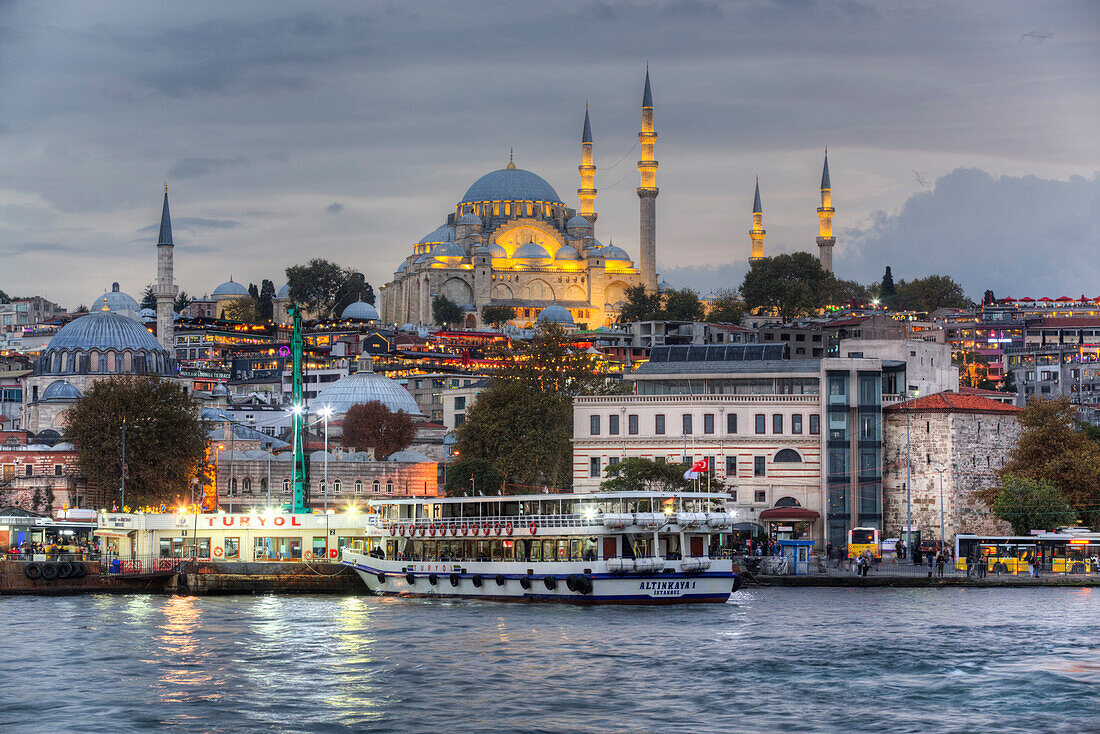 Abend, Süleymaniye-Moschee, gegründet 1550, UNESCO-Welterbe, Istanbul, Türkei, Europa
