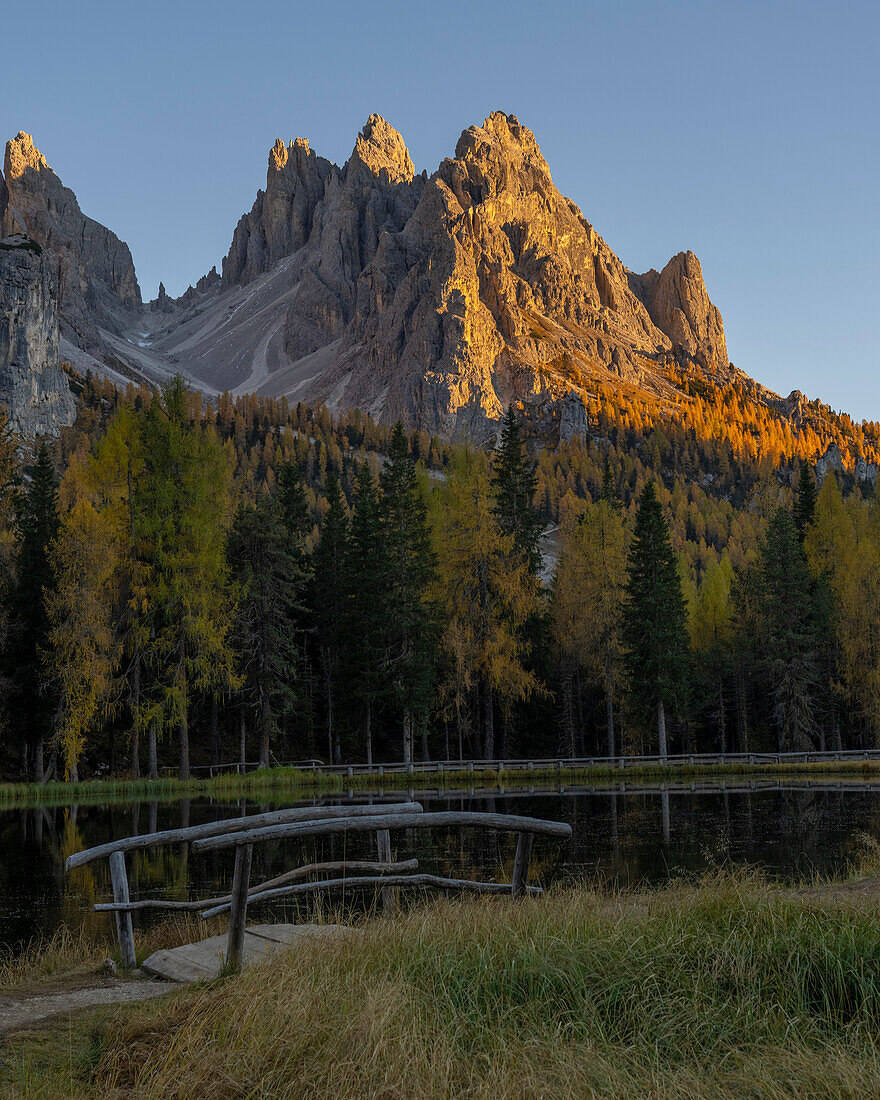 Cadini di Misurina bei Sonnenuntergang, Antornosee, Dolomiten, Venetien, Italien, Europa