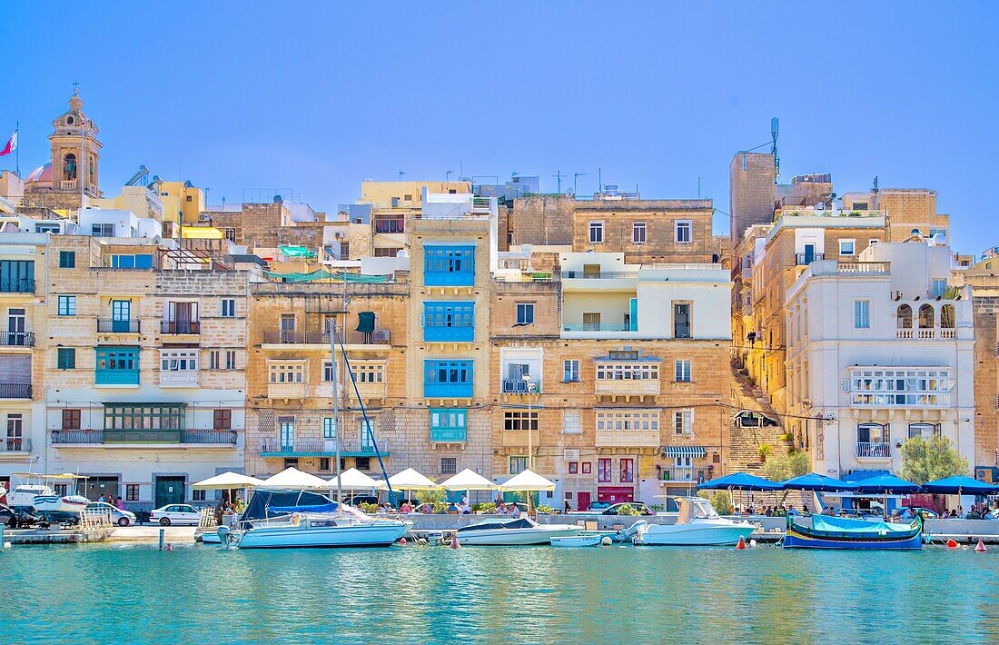 Uferpromenade bei den Drei Städten, Valletta, Malta, Mittelmeer, Europa