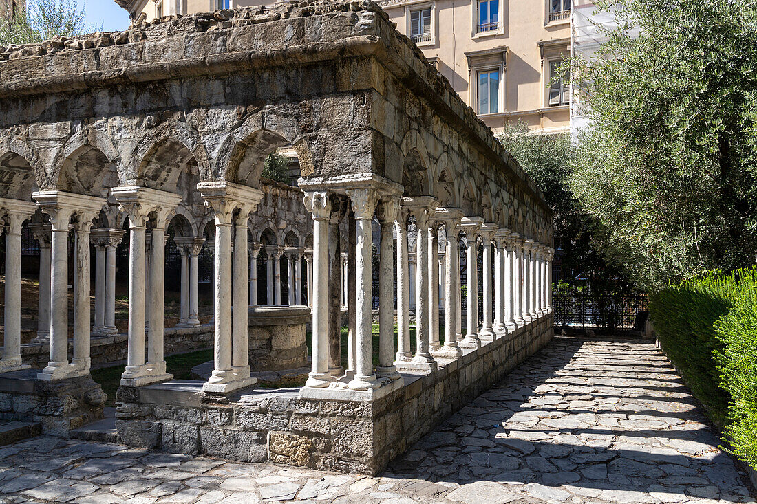 Kreuzgang von San Andrea, Ruinen, Genua, Ligurien, Italien, Europa