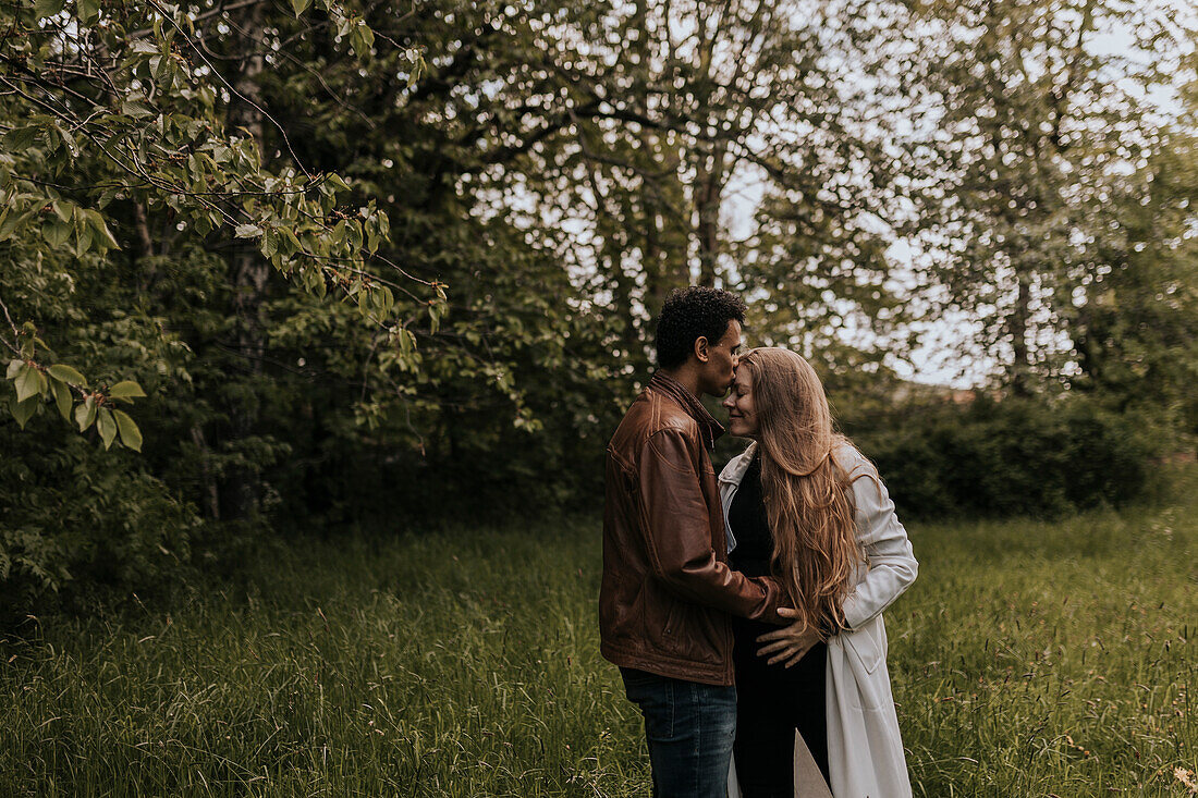 Smiling couple standing together