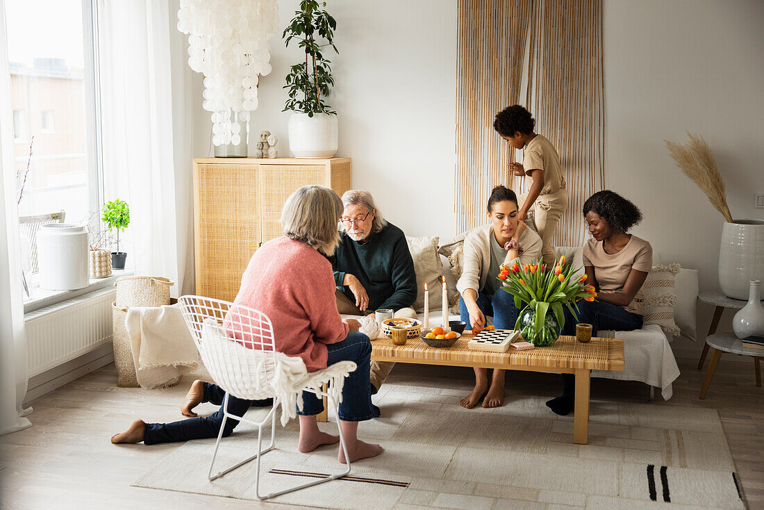 Family spending time together in living room