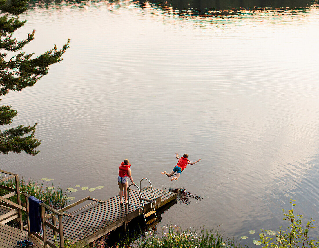 Children at lake