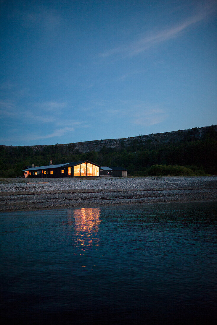 Modern house at water